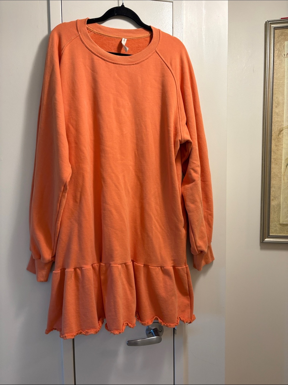 NAP. Orange Ruffle Hem Sweatshirt Dress
